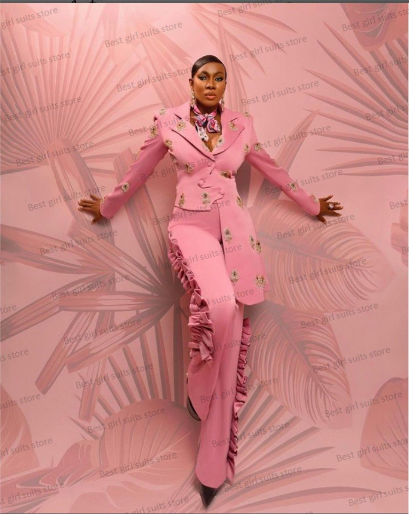 Women Formal Wear Coat - Set completo da donna rosa da