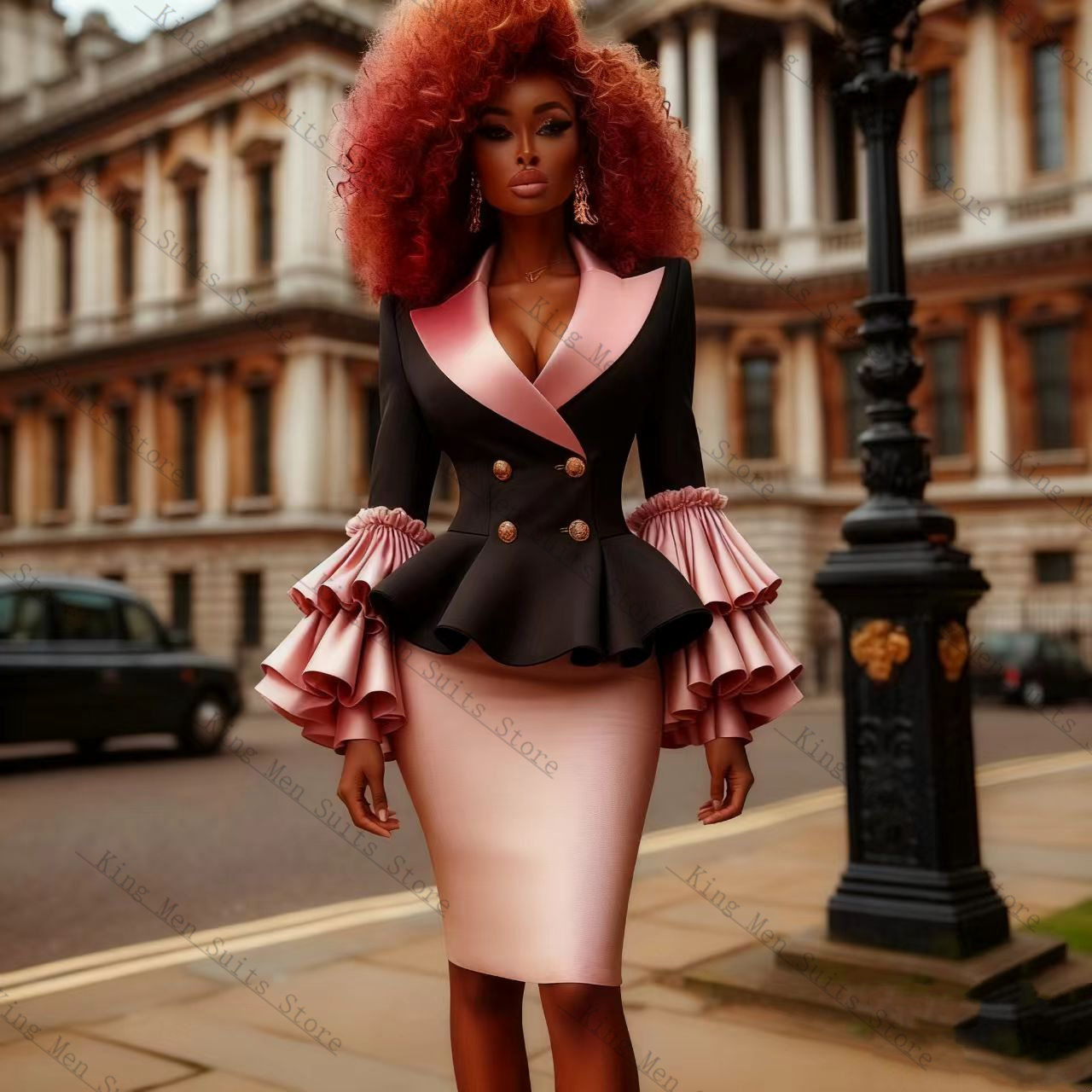 Women'S Formal Jackets To Wear With Dresses - Set completo da donna nero rosa
