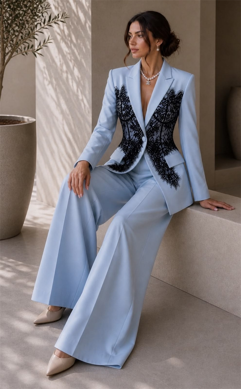 Women Formal Wear Coat - Elegante Completo Blu da Donna, Set