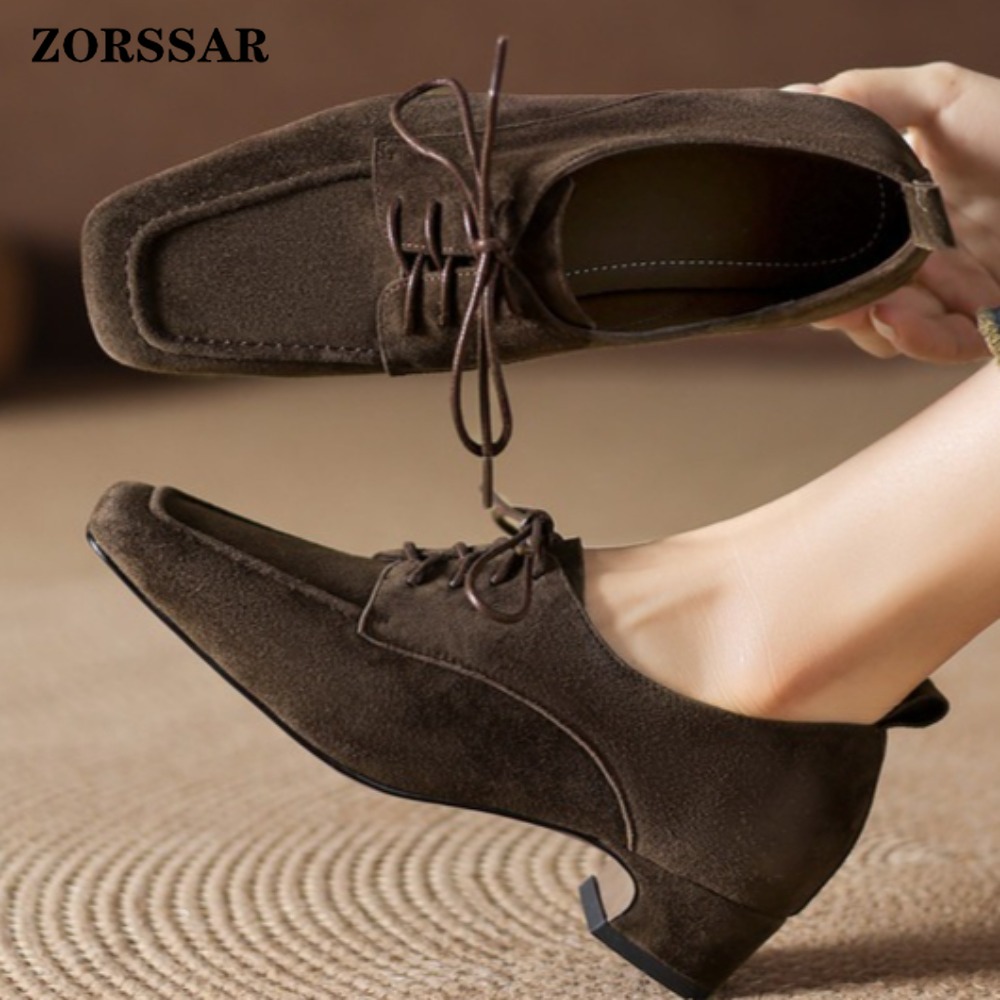 Women Formal Office Wear Shoes - Scarpe Oxford da Donna in Camoscio