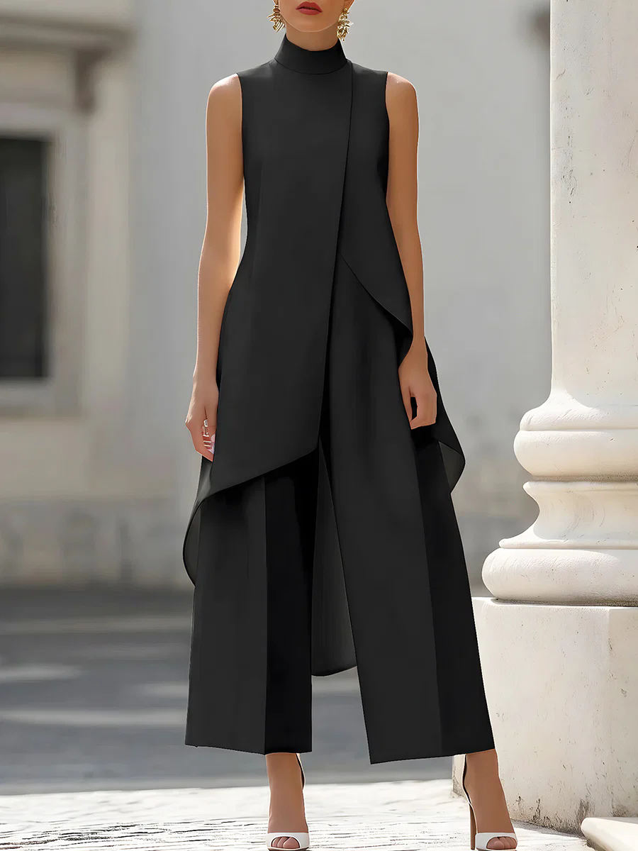 Women'S Elegant Formal Wear - Tuta senza maniche con collo alto