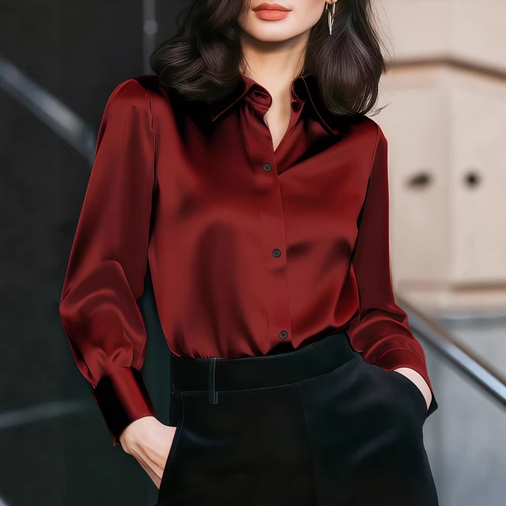 Women'S Elegant Formal Wear - Camicia da donna in raso con