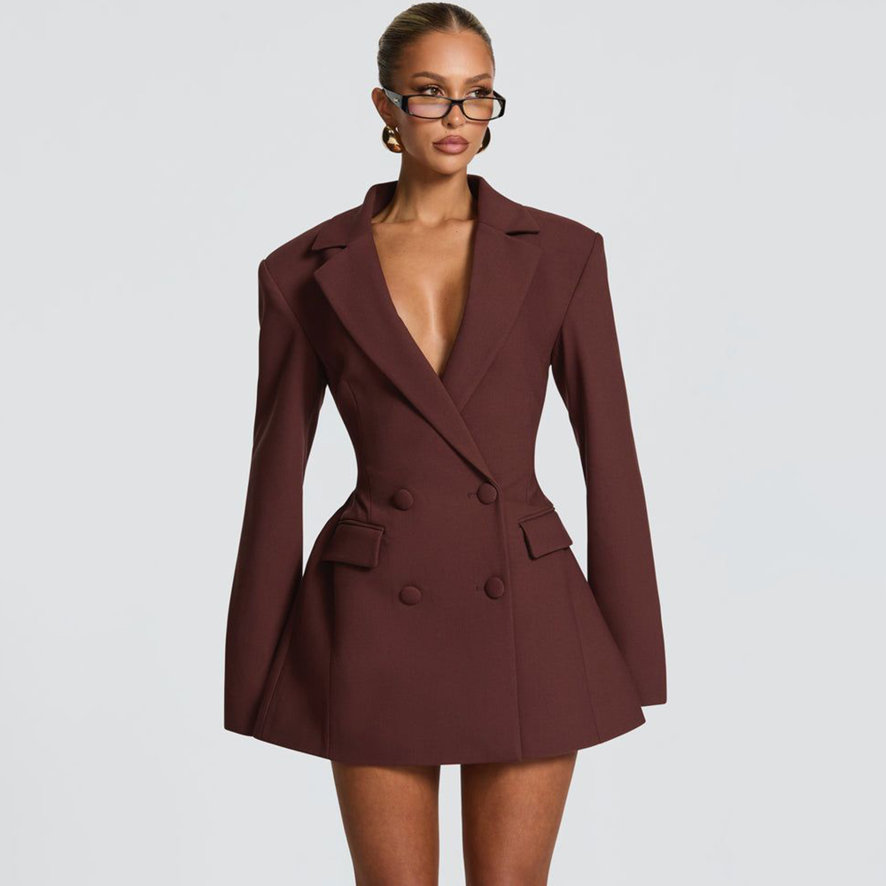 Elegante Abito Blazer Marrone  - Women'S Formal Jackets To Wear With Dresses recensione e prezzo