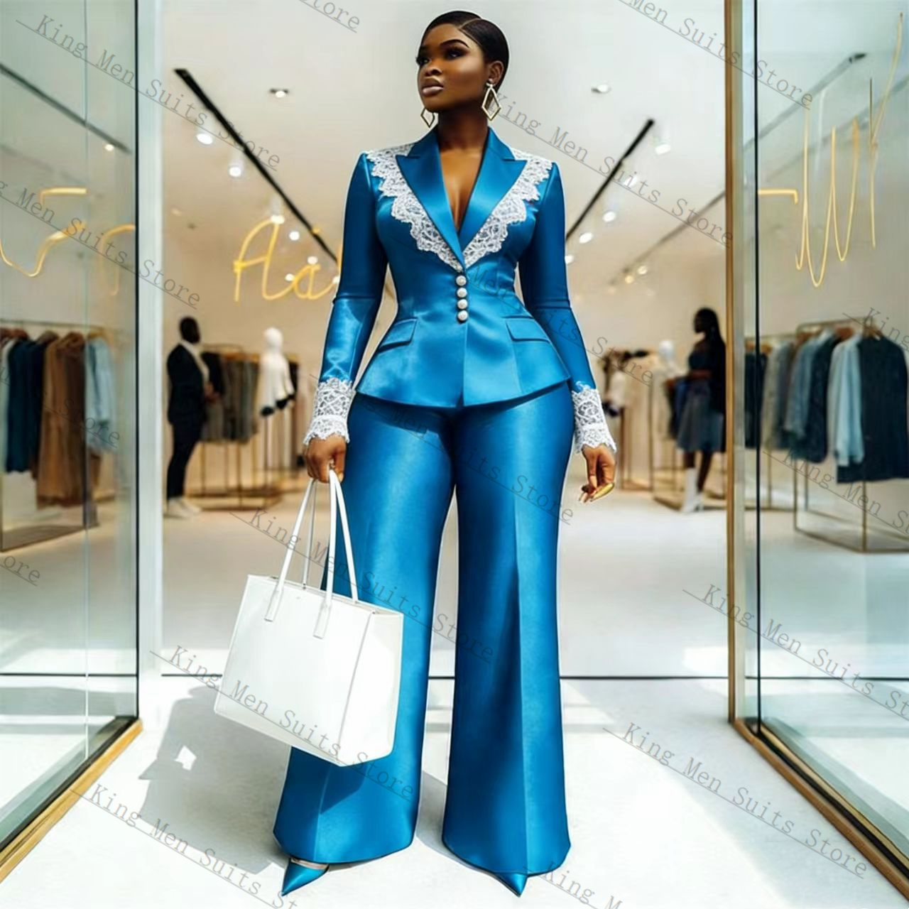 Completo da Donna in Raso Blu  - Women Formal Wear Coat recensione e prezzo