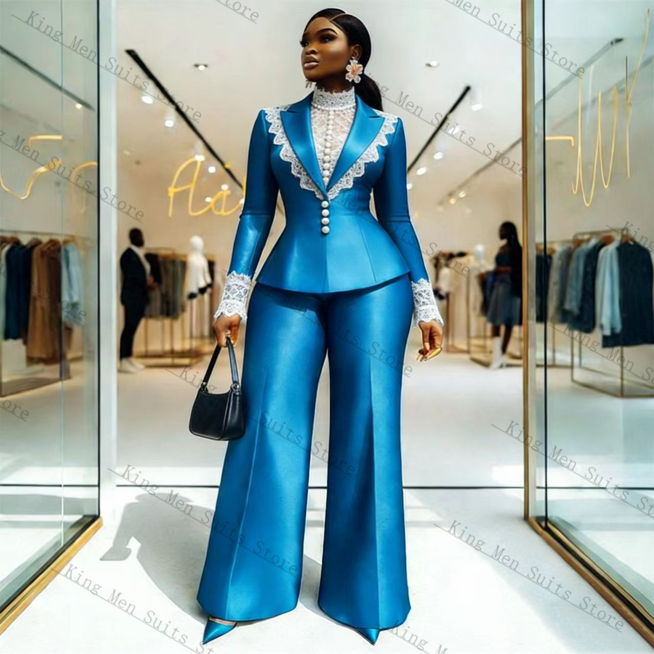 Completo da Donna in Raso Blu  - Women Formal Wear Coat recensione e prezzo