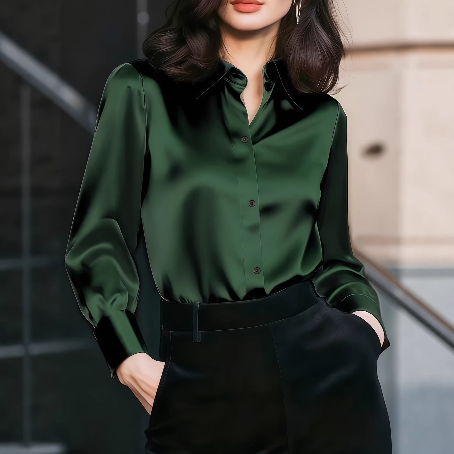 Camicia da donna in raso con c - Women'S Elegant Formal Wear recensione e prezzo